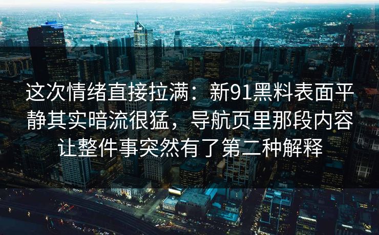这次情绪直接拉满：新91黑料表面平静其实暗流很猛，导航页里那段内容让整件事突然有了第二种解释